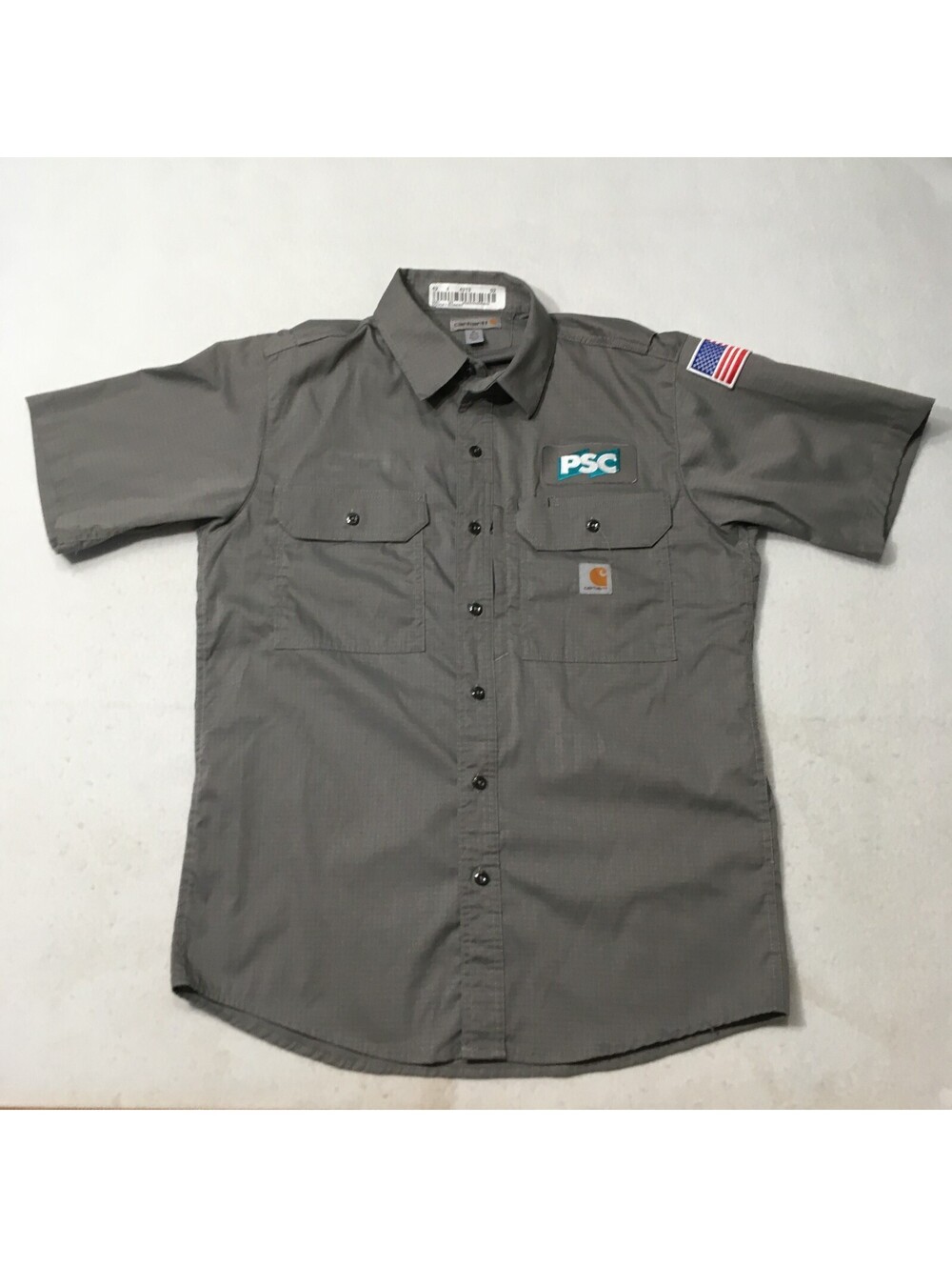 Carhartt Shirt Men’s MED 396-30 Grey Work Ripstop Vented Button Up SHORT SLEEVE